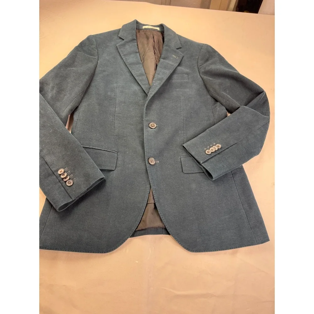Club Monaco Grant Fit Mens 38 Cotton Blazer Sport Coat Dark Teal Blue Academia